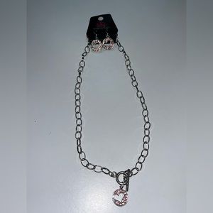 Paparazzi pink heart necklace and earrings set
